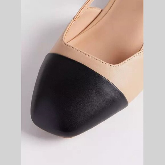 Torrid - 7 WW, Cap Toe Slingback Flat (Wide Width) in Tan & Black - Picture 12 of 13